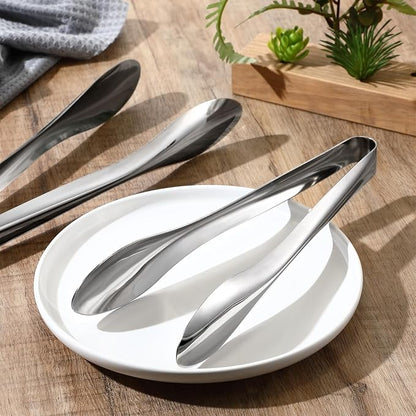 2 Pack 9 Inch and 12 Inch Serving Food Tongs Silver Buffet Stainless Steel Tongs Polished Heavy Duty Kitchen Tableware Set for Cooking Salad Party Picking up Ice Appetizers and More