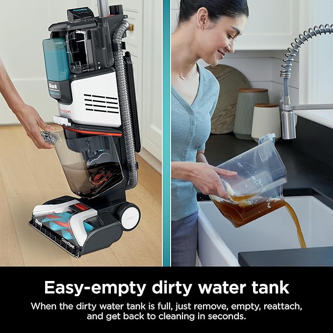 Shark CarpetXpert with StainStriker Upright Carpet, Area Rug & Upholstery Cleaner with Pet Mess Extractor Tool, Perfect for Pets, Carpet Shampooer, 3 Cleaning Tools, Cleaning Solutions, White, EX201
