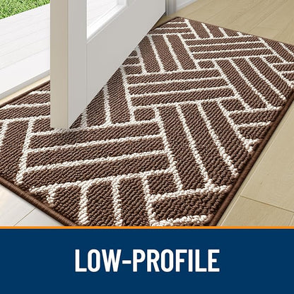 OLANLY Indoor Door Mat, 36x24 Inch, Dirt Resistant and Absorbent, Non-Slip Rubber Backing Floor Mats, Easy Clean Low-Profile Doormat for Entryway, Front Door, and Inside Entrance, Coffee