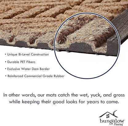 WaterHog Heavy Duty Doorway Mat, 4' x 6', Made in USA, Durable & Skid-Resistant Entryway Mat, Water-Trapping, Indoor/Outdoor Decorative Floor Covering, Cordova Collection, Medium Grey