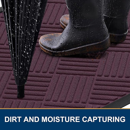 Smiry Front Door Mat Outside Entrance, Heavy Duty Outdoor Indoor Mat, Natural Rubber Doormat, Non Slip, Trap Dirt and Moisture, Easy Clean, Low Profile Patio Porch Entryway Mat, 29.5x17, Violet
