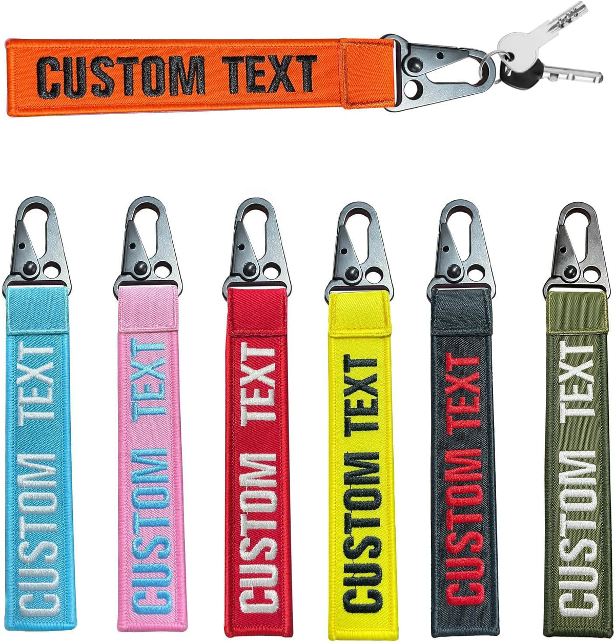 mvcen Personalized Embroidery Keychain, Custom Name Tag Personalized Text Keychain Custom Luggage Tags Key Fob Ring Accessories for Crate, Backpacks, Car, Keyring, Gift