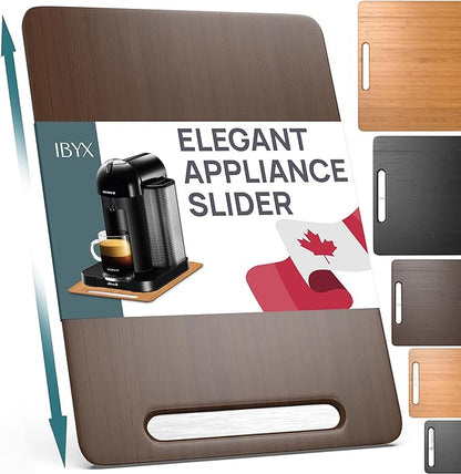 Ibyx Elegant Sliding Tray for Your Coffee Maker & Heavy Kitchen Appliances - Sturdy, Slides Easily from Under The Cabinet (Brown, 9.5”W x 14”D)
