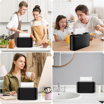 Multifold Paper Towel Dispenser Countertop, Hand Towel Dispenser for Bedroom, Bathroom, Kitchen, Toilet (Black)