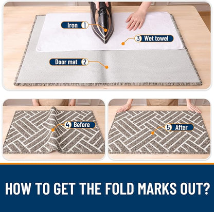 OLANLY Runner Indoor Door Mat, 59x23 Inch, Dirt Resistant and Absorbent, Non-Slip Rubber Backing Floor Mats, Easy Clean Low-Profile Doormat for Entryway, Front Door, and Inside Entrance, Khaki