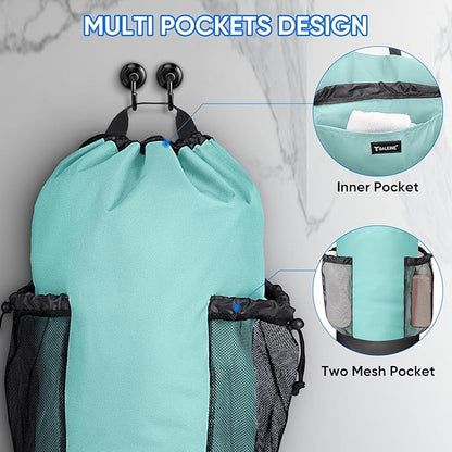 BALEINE 120L Laundry Bag Backpack, 900D Oxford Fabric Large Travel Laundry Bags with Shoulder Straps and 2 Mesh Pockets for College Dorm, Apartment, Laundromat (Sky Blue, 120L)