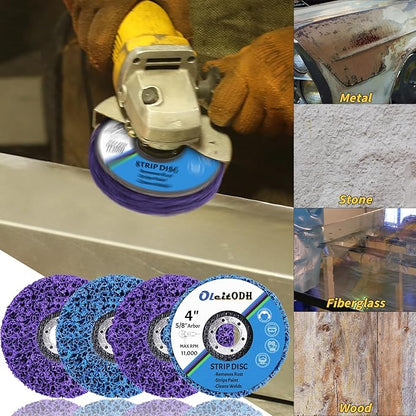 20 Pcs 4" x 5/8" Strip Discs Bulk, Paint Stripping and Rust Removal Wheels for Angle Grinders, Abrasive Grinding Discs for Metal, Wood, and Fiberglass, Blue+ Purple
