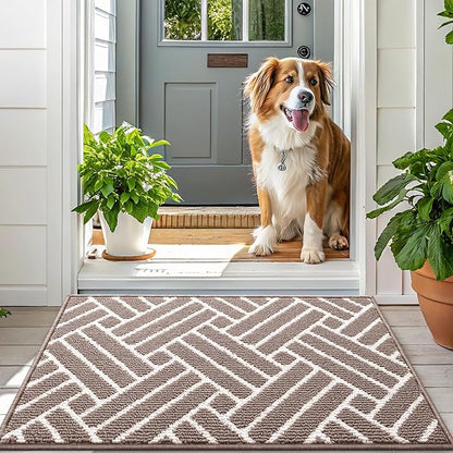 OLANLY Indoor Door Mat, 40x32 Inch, Dirt Resistant and Absorbent, Non-Slip Rubber Backing Floor Mats, Easy Clean Low-Profile Doormat for Entryway, Front Door, and Inside Entrance, Brown
