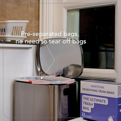 13 Gallon Drawstring Trash Bags, Lavender Scented 200 Count Tall Kichen Garbage Bags, Pre-Separated, Odor Control, Ultra Strong, Leakproof, Sturdy, White
