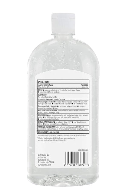 Germ-X Original Hand Sanitizer, Back to School Supplies, Non-Drying Moisturizing Gel with Vitamin E, Instant and No Rinse Formula, Large Family-Size Flip Top Bottle, 32 Fl Oz (Pack of 4)