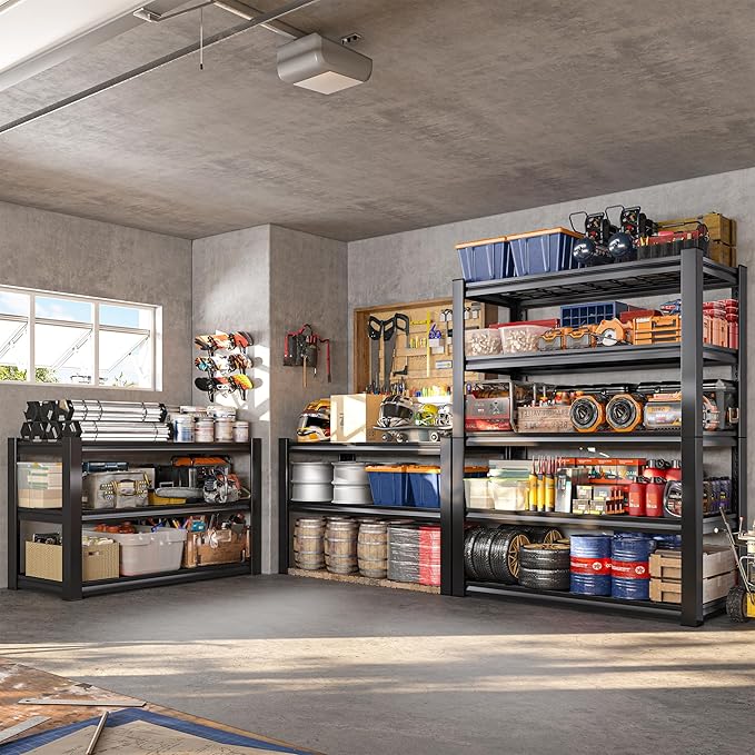 REIBII 3010LBS Storage Shelves 72" H Garage Shelving Heavy Duty Metal Shelving 5 Tier Adjustable Metal Shelves for Storage for Kitchen Pantry Warehouse Basement 72" H x 35.5" W x 16" D, 3 Pack