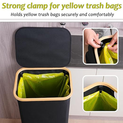 efluky Recycling Bin Holder 100L, 26 Gallon Trash Can with Lid, Garbage Bag Holder for Yellow Bags, Easy Removal, (Inner Bag Not Included) -Black