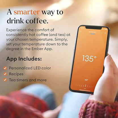 Ember Temperature Control Smart Mug 2, 14 Oz, App-Controlled Heated Coffee Mug with 80 Min Battery Life and Improved Design, White