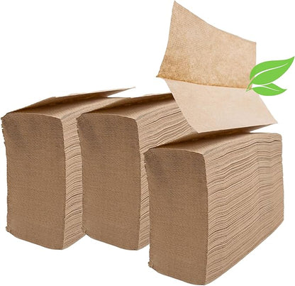 Brown Unbleached Z-Fold Paper Towels – 1000ct | Commercial Multifold Paper Towels for Dispenser | All-Natural, Bleach-Free, Tri-Fold Recycled Disposable Hand Towels for Bathroom & Kitchen Use