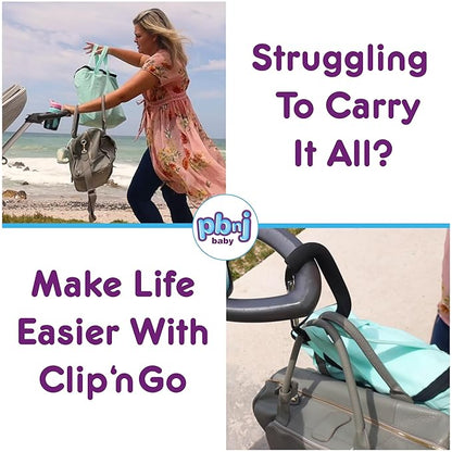 Stroller Hooks for Hanging Diaper Bags - Mommy Stroller Clip and Stroller Accessories Organizer Hook - Large Carabiner Clips for Mom Purse Shopping Grocery Bag and Accessory - (2 Pack) (Carabiner)