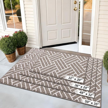 OLANLY Large Indoor Door Mat, 71x47 Inch, Dirt Resistant and Absorbent, Non-Slip Rubber Backing Floor Mats, Easy Clean Low-Profile Doormat for Entryway, Front Door, and Inside Entrance, Khaki