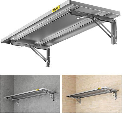 1.2x3ft Adjustable Rail Type Folding Storage Rack Shelf, Suitable for Garage, Storage Room, Kitchens Wall Shelf Garage Storage Rack Floating Shelves, Folding Panels (1pc-Silver Gray)