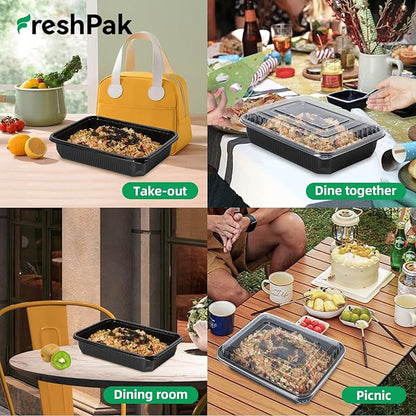 Meal Prep Containers Reusable 40 Pack 47oz - Shrink Wrap Leakproof | BPA Free Freezer & Microwave Safe Meal Prep | Portion Control Leftovers Food Container with Lid | Catering Takeout Boxes