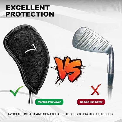 Golf 12pcs Thick Synthetic Leather Golf Iron Head Covers Set Headcover Fit All Brands Callaway Ping Taylormade Cobra Etc. Also Custom Name
