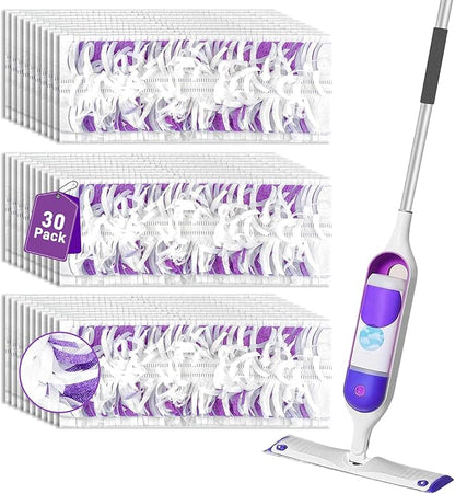 30-Pack Disposable Microfiber Power Mop Pad Refills Compatible with Swiffer Power Mop Refills,Replacement Pads for Swiffer Wet Pads Refill,Non-Washable & Unscented