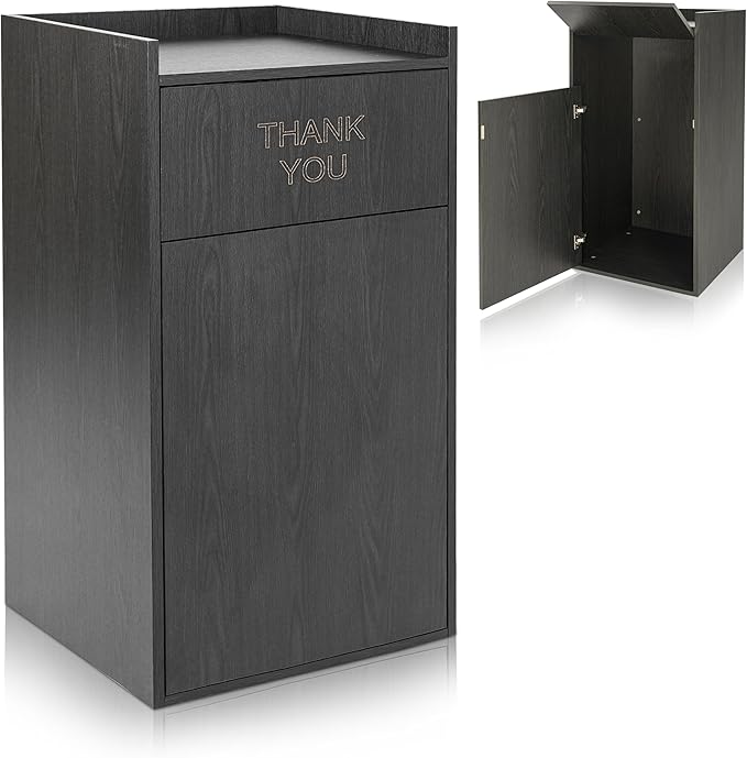 Alpine Restaurant Trash Can Cabinet - Commercial Trash Can 40 Gallon, Garbage Receptacle Indoor with Tray Holder for Restaurants, Cafeterias (Espresso Black)