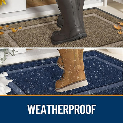 OLANLY Front Door Mat Indoor Outdoor Entrance, Waterproof All-Season, All-Weather Doormat, Sturdy Natural Rubber, Fade Resistant, Low Profile, Easy Clean Patio Porch Entryway Mat, 59x20, Wine Red