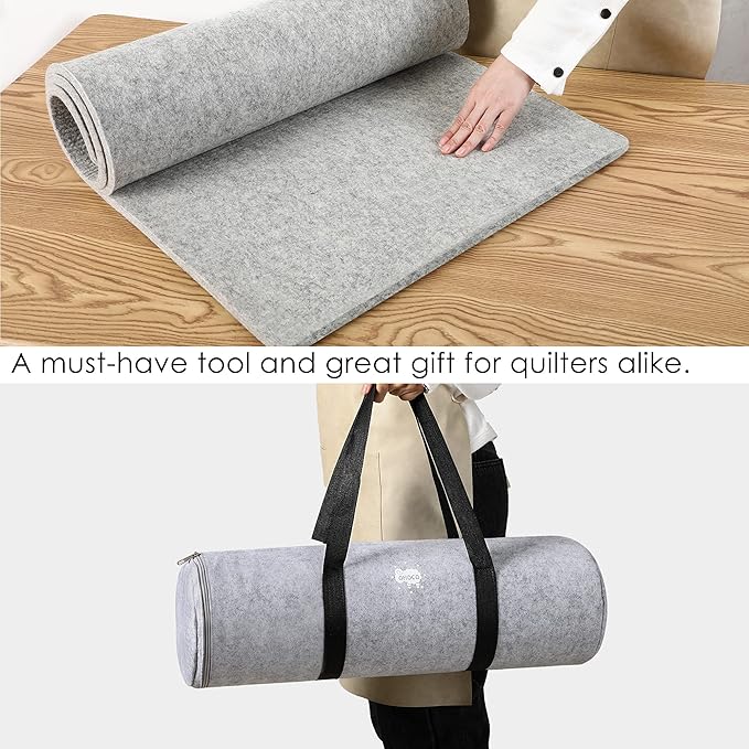 Wool Pressing Mat for Quilting - 22x60 XL Extra Large Felt Ironing Pad 3/8" Thick, 100% Wool Heat Resistant for Ironing, Sewing, Cutting on Ironing Board, Tabletop, Dryer, Countertop