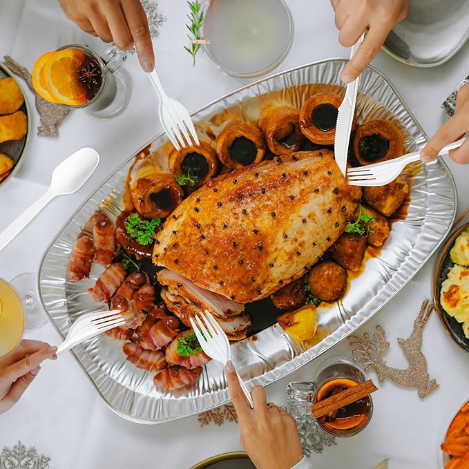 Extra Heavyduty Compostable Forks [200 Count,7In] Disposable Cutlery No Plastic Forks Large Biodegradable Utensils Eco Friendly Silverware Serving Flatware for Party,Daily Use,BBQ,Picnic