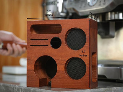 54mm Espresso Tamping Station Rosewood – Premium Organizer for Breville Espresso Machine Accessories Holder for Tamper, Funnel, WDT, Puck Screens, RDT | Barista Station Box