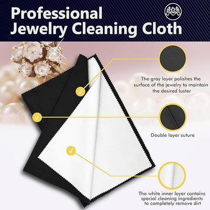 XIAOXINGYUN 10 PCS Silver polishing Cloth,Jewelry Cleaning Cloth for Sterling Silver, Multi-Layer Silver Jewelry Cleaner Cloth Keep Jewelry Cleaning and Shiny (6'' x 8''*10Pcs)…