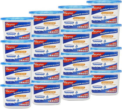 Vacplus Moisture Absorbers 16 Pack, 10.5 Oz, Humidity Absorber Boxes Attracts Extra Moisture from Your Bathroom, Closet, Kitchen, Dehumidifier for Closet (Fragrance Free), Blue