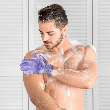 Evridwear Exfoliating Dual Texture Bath Gloves for Shower, Spa, Massage and Body Scrubs, Dead Skin Cell Remover, with Hanging Loop Heavy(5 Pairs Gift Set for Women)