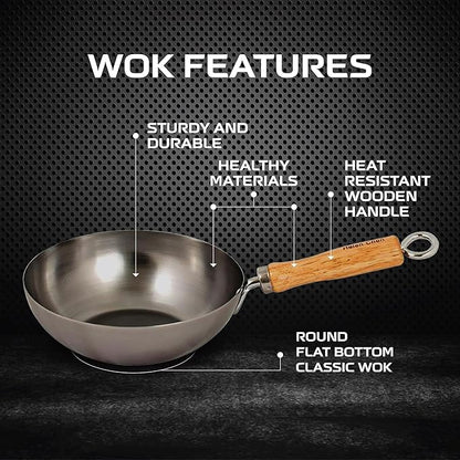 Helen's Asian Kitchen Wok, Carbon Steel, 8-Inch, for Single-Serve or Smaller Portions