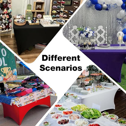Trlyc 1 Pack 4FT Spandex Table Cloth - 48 x 30 Inch Rectangular Stretch Tablecloth, Wrinkle Resistant Scretch Table Cover for Wedding, Party, Banquet, Picnic, Outdoor Decoration (1Pcs,Navy Blue)