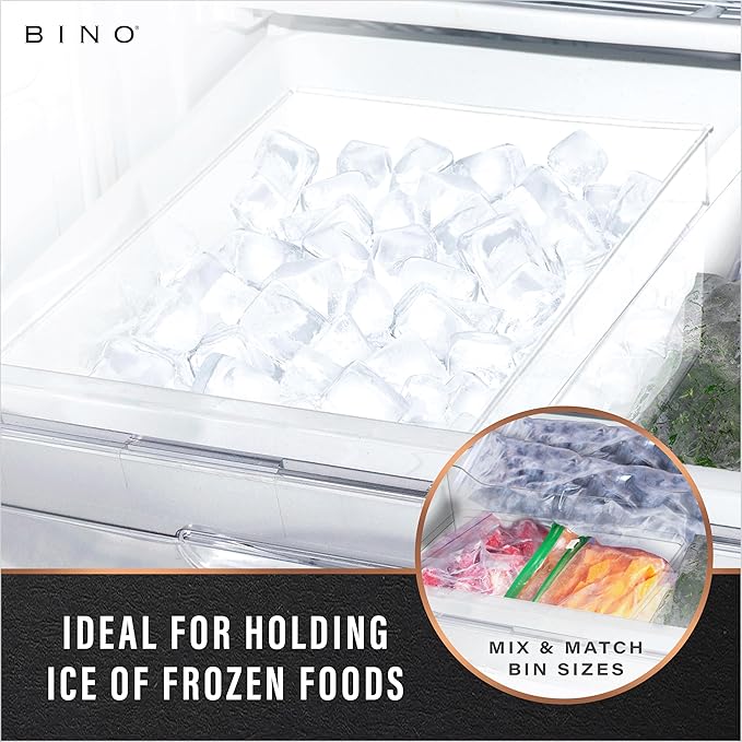 BINO | Plastic Storage Bins, Large | THE HANDLER COLLECTION | Multipurpose Organizer Bins | Kitchen Pantry Organizers and Storage | Clear Containers for Organizing Home | Freezer Organizer