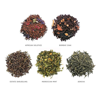 Tea Forte World of Teas Single Steeps Loose Leaf Premium Tea Gift Set Sampler, 15 Count 3 of Each Assorted Blends, Pre-Portioned Single Serve Pouches, Steeps 12 oz