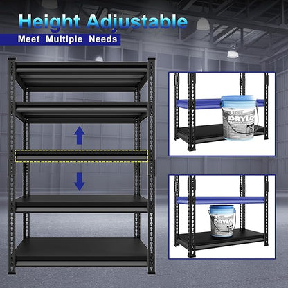 Adjustable Garage Storage Shelves, 48''W Garage Shelving Heavy Duty Loads 30000LBS, Metal Industrial Utility Shelf for Warehouse, Kitchen, Laundry Room,48" W x 24" D x 78" H,Black
