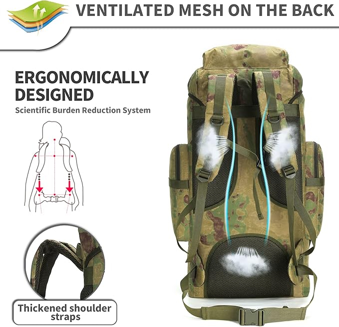 King'sGuard 70L Camping Hiking Backpack Tactical Backpack Military Molle Rucksack Backpack for Outdoor