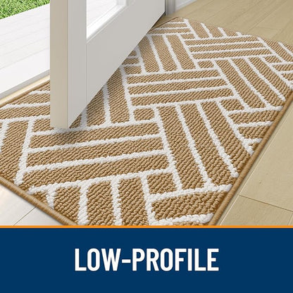 OLANLY Indoor Door Mat, 32x20 Inch, Dirt Resistant and Absorbent, Non-Slip Rubber Backing Floor Mats, Easy Clean Low-Profile Doormat for Entryway, Front Door, and Inside Entrance, Beige