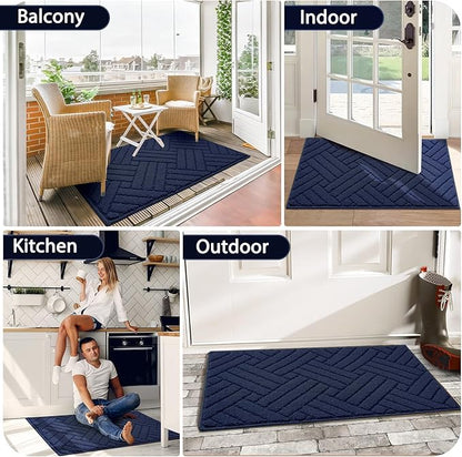Door Mat Indoor Doormat, Entryway Rug Door Mats Non-Slip Rubber Backing, Low-Profile Entrance Rugs, Absorbent Resist Dirt Doormats Floor Door mat for Entryway,Blue 24"x36"