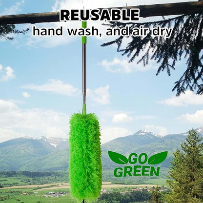 Ceiling Fan Cleaner Duster, Bafezoze Extendable Long Duster for High Ceilings, Telescoping Tall Extension Pole Green
