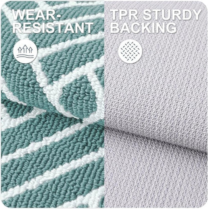 OLANLY Indoor Door Mat, 36x24 Inch, Dirt Resistant and Absorbent, Non-Slip Rubber Backing Floor Mats, Easy Clean Low-Profile Doormat for Entryway, Front Door, and Inside Entrance, Sage Green