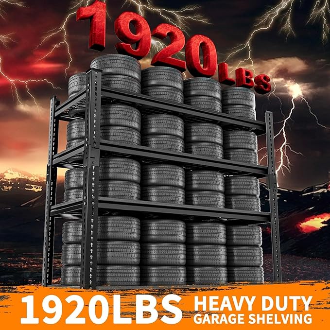 Storage Shelves Heavy Duty, 36"L x 16"W x 60"H Garage Wire Shelving Unit Loads 1920LBS, 4-tier Adjustable Metal Industrial Utility Shelf Rack for Kitchen, Laundry Room, Pantry, Warehouse, Basement