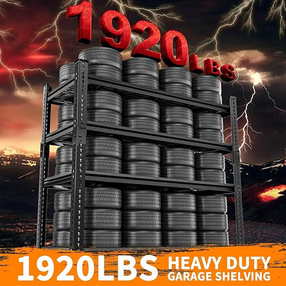 Storage Shelves Heavy Duty, 36"L x 16"W x 60"H Garage Wire Shelving Unit Loads 1920LBS, 4-tier Adjustable Metal Industrial Utility Shelf Rack for Kitchen, Laundry Room, Pantry, Warehouse, Basement