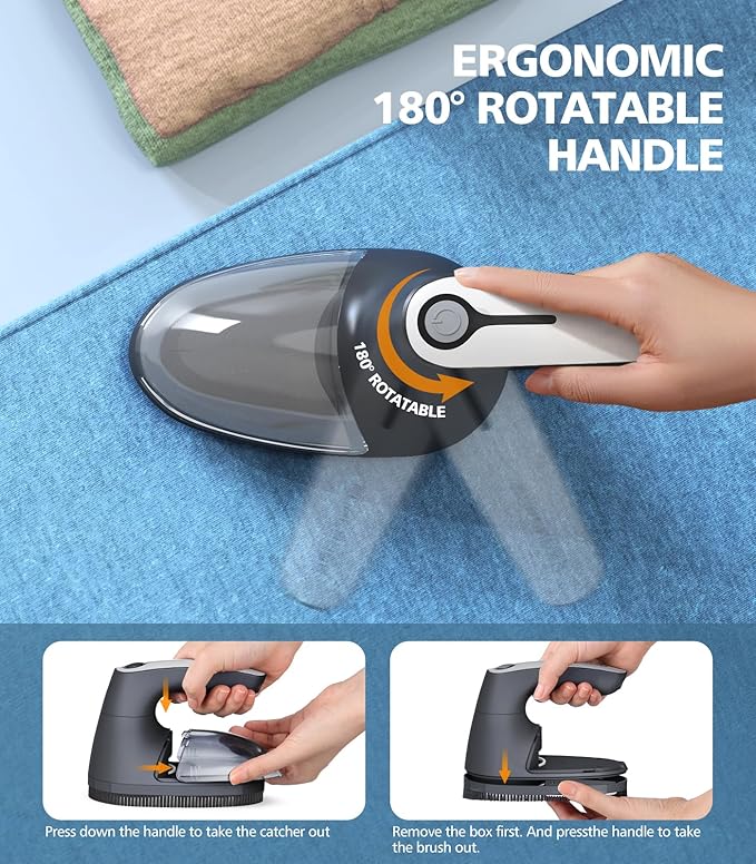 POPCHOSE Fabric Shaver, Rechargeable Lint Remover Defuzzer Sweater Shaver, Fuzz Remover for Clothes, Sweater, Furniture, Couch, Cashmere(Two 6-Leaf Blades Extra, Electrostatic Brush)…