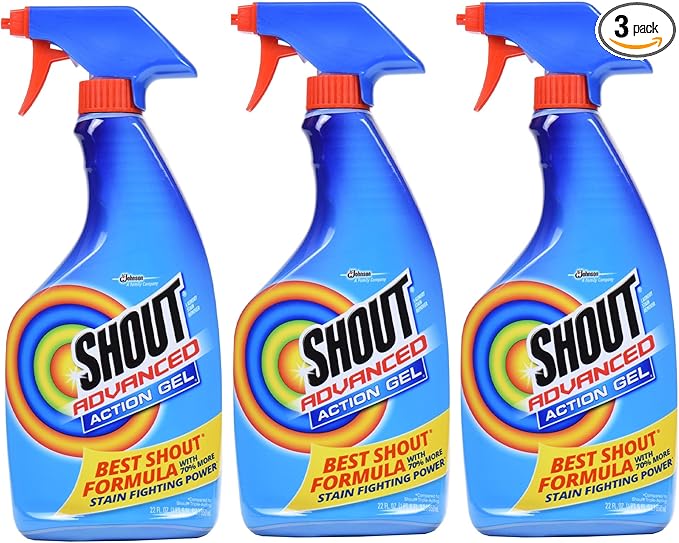 Shout Advanced Spray and Wash Laundry Stain Remover Gel, Best Shout Formula, 22 oz - Pack of 3