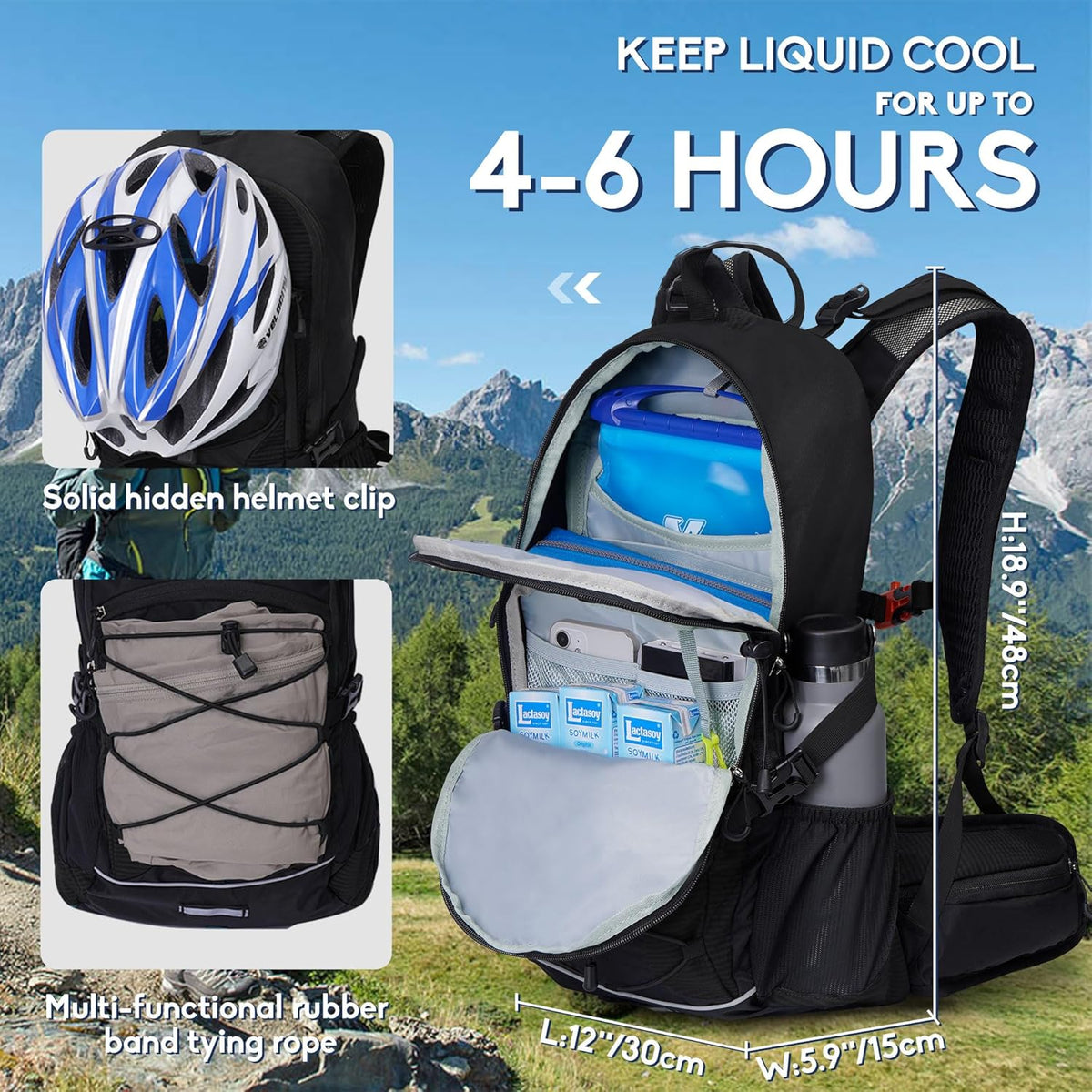 Hydration Backpack 3L Water Bladder, Hiking Water Backpack with Rain Cover, Insulation Hydration Daypack Rucksack for Cycling