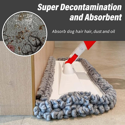 16.5 inch Mop Pads Refills, 3 Pack Microfiber Reusable Replacement Mop Pads Flat Replacements Heads for Wet Or Dry Floor Cleaning and Scrubbing, Grey Tassel Cloth