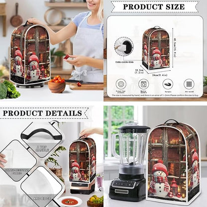 Cute Snowman Print Christmas Appliance Covers Set Washable Kitchen Blender Dust Cover Bread Maker Toaster Cover 4 Slice Kitchen Accessories