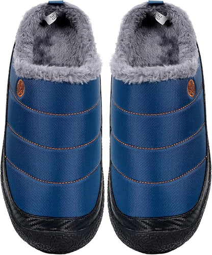 Womens Mens House Slippers Slip on Snow Winter Warm Fully Fur Lined Slippers Indoor Outdoor Shoes